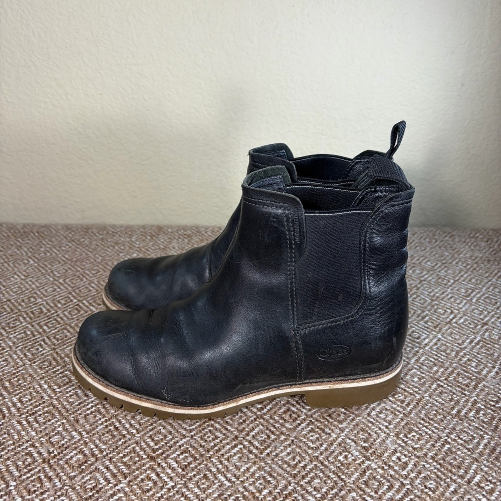 CHACO Womens Black Leather Pull On Ankle Boots Sz 8.5 Comfy Casual Nice Break In - Picture 3 of 7